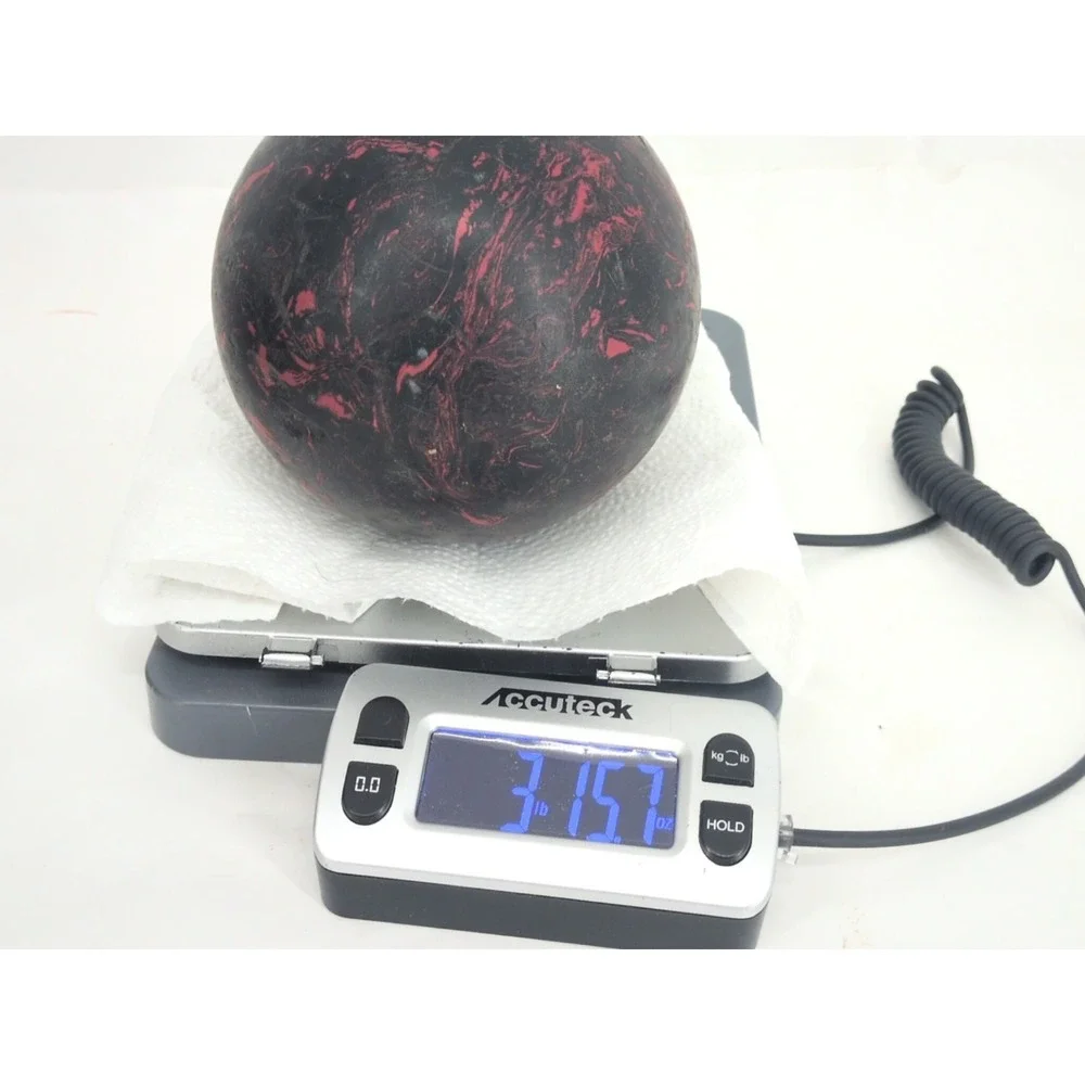 3 VTG Manhattan Rubber Duckpin Bowling Ball 4 Lb Red Black Splatter Marbled
